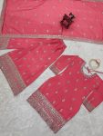 DESIGNER CHINON THREAD SEQUENCE WORK TOP PALAZZO WITH DUPATTA FESTIVE WEAR WHOLESALE PRICE ETHNIC GARMENT (3)