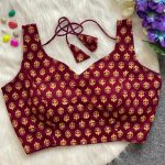 DESIGNER COTTON AJRAKH HAND BLOCK READY TO WEAR STITCHED BLOUSE MAROON