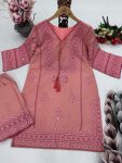 DESIGNER COTTON EMBROIDERY WITH MIRROR HANDWORK AND FANCY LATKAN WORK TOP PALAZZO SET FESTIVE WEAR WHOLESALE PRICE ETHNIC GARMENT (3)