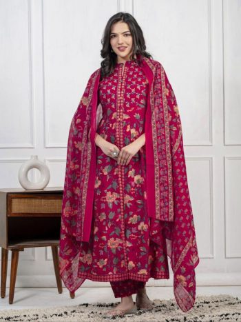 DESIGNER COTTON PRINTED SEQUENCE WORK TOP BOTTOM WITH DUPATTA RANI