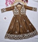 DESIGNER COTTON SILK EMBROIDERED WITH CHICKEN LACE WORK TOP BOTTOM WITH DUPATTA FESTIVE WEAR WHOLESALE PRICE ETHNIC GARMENT (10)