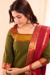DESIGNER COTTON ZARI WEAVING WORK TOP BOTTOM WITH DUPATTA PARTY WEAR WHOLESALE PRICE ETHNIC GARMENT (1)