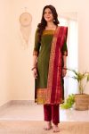DESIGNER COTTON ZARI WEAVING WORK TOP BOTTOM WITH DUPATTA PARTY WEAR WHOLESALE PRICE ETHNIC GARMENT (1)