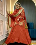 DESIGNER CREEP SILK BEADS HAND WORK WITH SEQUENCE MULTI NEEDLE EMBROIDERY AND ZARI WORK TOP LEHENGA WITH DUPATTA WEDDING WEAR WHOLESALE PRICE ETHNIC GARMENT (2).jpeg