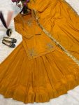 DESIGNER CREEP SILK BEADS HAND WORK WITH SEQUENCE MULTI NEEDLE EMBROIDERY AND ZARI WORK TOP LEHENGA WITH DUPATTA WEDDING WEAR WHOLESALE PRICE ETHNIC GARMENT(13).jpeg