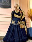 DESIGNER CREEP SILK BEADS HAND WORK WITH SEQUENCE MULTI NEEDLE EMBROIDERY AND ZARI WORK TOP LEHENGA WITH DUPATTA WEDDING WEAR WHOLESALE PRICE ETHNIC GARMENT(29)