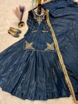 DESIGNER CREEP SILK BEADS HAND WORK WITH SEQUENCE MULTI NEEDLE EMBROIDERY AND ZARI WORK TOP LEHENGA WITH DUPATTA WEDDING WEAR WHOLESALE PRICE ETHNIC GARMENT(29)