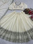 DESIGNER CREEP SILK EMBROIDERY SEQUENCE WORK WITH DIAMOND WORK LEHENGA CHOLI WITH DUPATTA PARTY WEAR WHOLESLAE PRICE ETHNIC GARMENT (9)