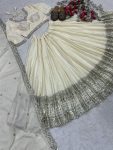DESIGNER CREEP SILK EMBROIDERY SEQUENCE WORK WITH DIAMOND WORK LEHENGA CHOLI WITH DUPATTA PARTY WEAR WHOLESLAE PRICE ETHNIC GARMENT (9)