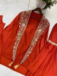 DESIGNER CREPE SILK CODING EMBROIDERY SEQUENCE WORK TOP SHARARA WITH SHRUG PARTY WEAR WHOLESALE PRICE ETHNIC GARMENT (4)