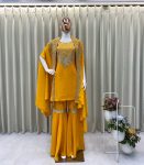 DESIGNER CREPE SILK CODING EMBROIDERY SEQUENCE WORK TOP SHARARA WITH SHRUG PARTY WEAR WHOLESALE PRICE ETHNIC GARMENT (3)
