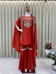 DESIGNER CREPE SILK CODING EMBROIDERY SEQUENCE WORK TOP SHARARA WITH SHRUG PARTY WEAR WHOLESALE PRICE ETHNIC GARMENT (4)