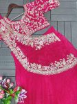 DESIGNER CRUNCHY SILK EMBROIDERY SEQUENCE WORK LEHENGA CHOLI WITH DUPATTA PARTY WEAR WHOLESALE PRICE ETHNIC GARMENT (3)