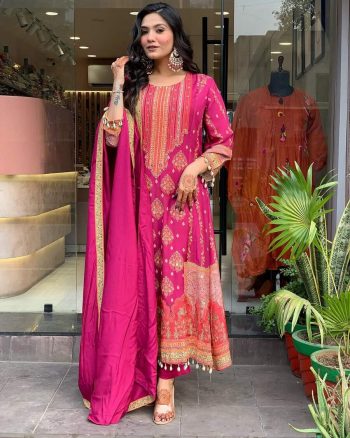 DESIGNER DIAMOND SILK PRINTED  HAND WORK TOP BOTTOM WITH DUPATTA RANI