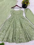 DESIGNER FANDY SILK EMBROIDERY SEQUENCE WORK ANARKALI GOWN BOTTOM WITH DUPATTA PARTY WEAR WHOLESALE PRICE ETHNIC GARMENT (3)