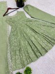 DESIGNER FANDY SILK EMBROIDERY SEQUENCE WORK ANARKALI GOWN BOTTOM WITH DUPATTA PARTY WEAR WHOLESALE PRICE ETHNIC GARMENT (3)