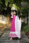 DESIGNER FAUX BLLOMING SEQUENCE MULTI THREAD EMBROIDERED WORK ANARKALI GOWN BOTTOM WITH DUPATTA FESTIVE WEAR WHOLESALE PRICE ETHNIC GARMENT (4)