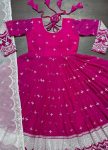 DESIGNER FAUX BLLOMING SEQUENCE MULTI THREAD EMBROIDERED WORK ANARKALI GOWN BOTTOM WITH DUPATTA FESTIVE WEAR WHOLESALE PRICE ETHNIC GARMENT (4)