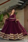 DESIGNER FAUX BLOOMING EMBROIDERY ZARI SEQUENCE WORK GOWN WITH DUPATTA FESTIVE WEAR WHOLESALE PRICE ETHNIC GARMENT (1)