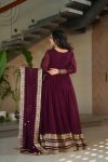 DESIGNER FAUX BLOOMING EMBROIDERY ZARI SEQUENCE WORK GOWN WITH DUPATTA FESTIVE WEAR WHOLESALE PRICE ETHNIC GARMENT (1)