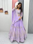 DESIGNER FAUX GEORGETTE EMBROIDERY SEQUENCE WORK LEHENGA CHOLI WITH DUPATTA WEDDING WEAR WHOLESALE PRICE ETHNIC GARMENT (3)