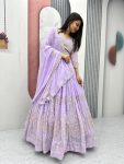 DESIGNER FAUX GEORGETTE EMBROIDERY SEQUENCE WORK LEHENGA CHOLI WITH DUPATTA WEDDING WEAR WHOLESALE PRICE ETHNIC GARMENT (3)