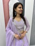 DESIGNER FAUX GEORGETTE EMBROIDERY SEQUENCE WORK LEHENGA CHOLI WITH DUPATTA WEDDING WEAR WHOLESALE PRICE ETHNIC GARMENT (3)