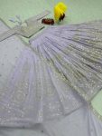 DESIGNER FAUX GEORGETTE EMBROIDERY SEQUENCE WORK LEHENGA CHOLI WITH DUPATTA WEDDING WEAR WHOLESALE PRICE ETHNIC GARMENT (3)