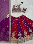 DESIGNER FAUX GEORGETTE THREAD WITH SEQUENCE WORK LEHENGA CHOLI WITH DUPATTA WEDDING WEAR WHOLESALE PRICE ETHNIC GARMENT (3)