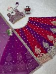 DESIGNER FAUX GEORGETTE THREAD WITH SEQUENCE WORK LEHENGA CHOLI WITH DUPATTA WEDDING WEAR WHOLESALE PRICE ETHNIC GARMENT (3)