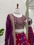 DESIGNER FAUX GEORGETTE THREAD WITH SEQUENCE WORK LEHENGA CHOLI WITH DUPATTA WEDDING WEAR WHOLESALE PRICE ETHNIC GARMENT (3)