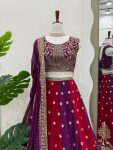 DESIGNER FAUX GEORGETTE THREAD WITH SEQUENCE WORK LEHENGA CHOLI WITH DUPATTA WEDDING WEAR WHOLESALE PRICE ETHNIC GARMENT (3)