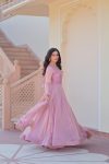 DESIGNER FENDI CHIFFON WITH 12 KALI STITCHEDGOWN WITH SEQUENCE ZARI EMBROIDERY CUT WORK DUPATTA PARTY WEAR WHOLESALE PRICE ETHNIC GARMENT (8)