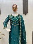 DESIGNER FENDI SILK EMBROIDERY SEQUENCE WORK TOP BOTTOM WITH DUPATTA PARTY WEAR WHOLESALE PRICE ETHNIC GARMENT (16)