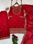 DESIGNER FENDI SILK EMBROIDERY SEQUENCE WORK TOP BOTTOM WITH DUPATTA PARTY WEAR WHOLESALE PRICE ETHNIC GARMENT (13)