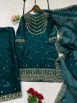 DESIGNER FENDI SILK EMBROIDERY SEQUENCE WORK TOP BOTTOM WITH DUPATTA PARTY WEAR WHOLESALE PRICE ETHNIC GARMENT (16)