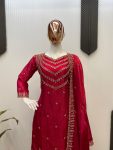 DESIGNER FENDI SILK EMBROIDERY SEQUENCE WORK TOP BOTTOM WITH DUPATTA PARTY WEAR WHOLESALE PRICE ETHNIC GARMENT (3)