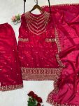 DESIGNER FENDI SILK EMBROIDERY SEQUENCE WORK TOP BOTTOM WITH DUPATTA PARTY WEAR WHOLESALE PRICE ETHNIC GARMENT (3)