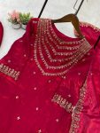 DESIGNER FENDI SILK EMBROIDERY SEQUENCE WORK TOP BOTTOM WITH DUPATTA PARTY WEAR WHOLESALE PRICE ETHNIC GARMENT (3)