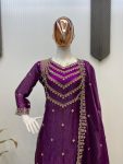 DESIGNER FENDI SILK EMBROIDERY SEQUENCE WORK TOP BOTTOM WITH DUPATTA PARTY WEAR WHOLESALE PRICE ETHNIC GARMENT (7)
