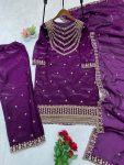 DESIGNER FENDI SILK EMBROIDERY SEQUENCE WORK TOP BOTTOM WITH DUPATTA PARTY WEAR WHOLESALE PRICE ETHNIC GARMENT (7)