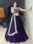 DESIGNER FENDY SATIN PLAIN WITH EMBROIDERY WORK BELT ON LEHNEGA CHOLI WITH DUPATTA PARTY WEAR WHOLESALE PRICE ETHNIC GARMENT (2)