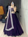 DESIGNER FENDY SATIN PLAIN WITH EMBROIDERY WORK BELT ON LEHNEGA CHOLI WITH DUPATTA PARTY WEAR WHOLESALE PRICE ETHNIC GARMENT (2)