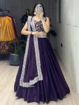 DESIGNER FENDY SATIN PLAIN WITH EMBROIDERY WORK BELT ON LEHNEGA CHOLI WITH DUPATTA PARTY WEAR WHOLESALE PRICE ETHNIC GARMENT (2)