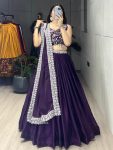 DESIGNER FENDY SATIN PLAIN WITH EMBROIDERY WORK BELT ON LEHNEGA CHOLI WITH DUPATTA PARTY WEAR WHOLESALE PRICE ETHNIC GARMENT (2)