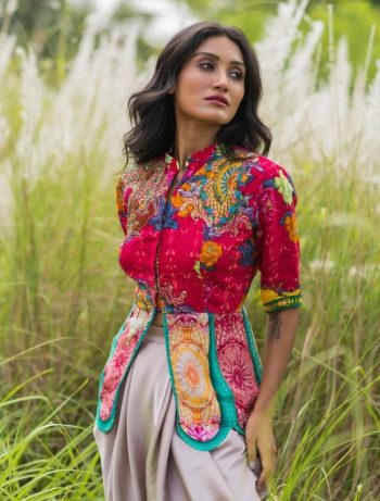 PEPLUM TOP WITH DHOTI STYLE BOTTOM RED