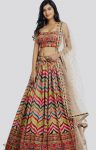 DESIGNER GEORGETTE CHAIN SEQUENCE WORK  LEHENGA CHOLI WITH DUPATTA MULTI