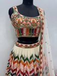 DESIGNER GEORGETTE CHAIN SEQUENCE WORK LEHENGA CHOLI WITH DUPATTA WEDDING WEAR WHOLESALE PRICE ETHNIC GARMENT (3)