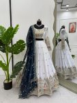 DESIGNER GEORGETTE CODING DORI WITH THREAD AND SEQUENCE WORK LEHENGA CHOLI WITH DUPATTA  WHITE