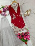 DESIGNER GEORGETTE CODING SEQUENCE EMBROIDERY WORK TOP SHARARA WITH DUPATTA FESTIVE WEAR WHOLESALE PRICE ETHNIC GARMENT (5)
